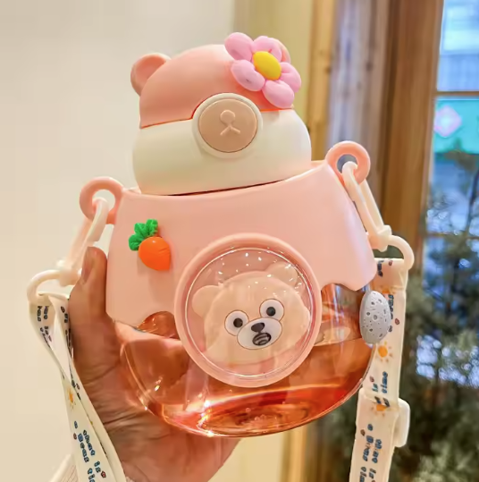π» 1L Bear Water Bottle with Strap β Cute & Functional