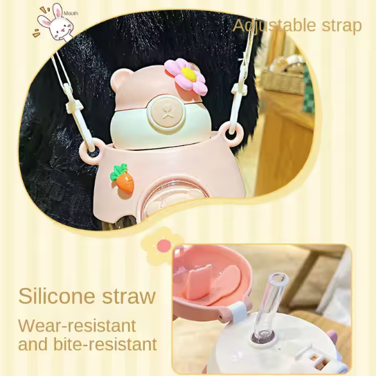 π» 1L Bear Water Bottle with Strap β Cute & Functional