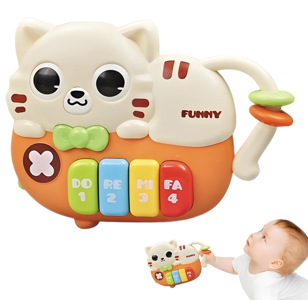 Cat-Shaped Baby Piano Toy | Light & Sound Musical Fun for Little Ones