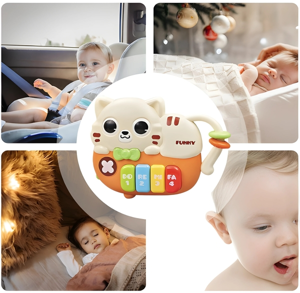 Cat-Shaped Baby Piano Toy | Light & Sound Musical Fun for Little Ones
