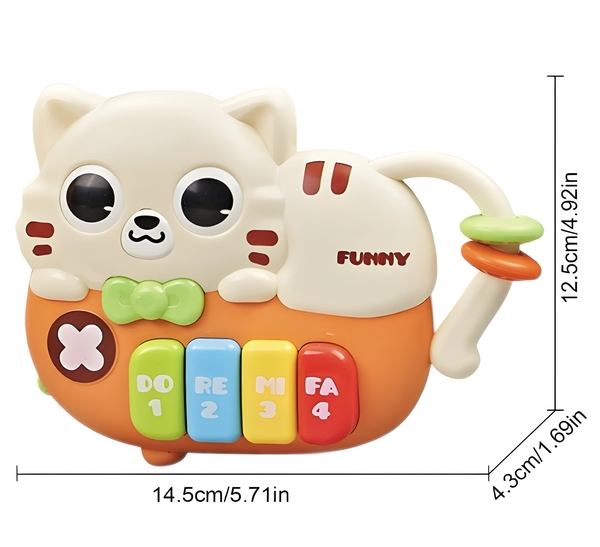 Cat-Shaped Baby Piano Toy | Light & Sound Musical Fun for Little Ones