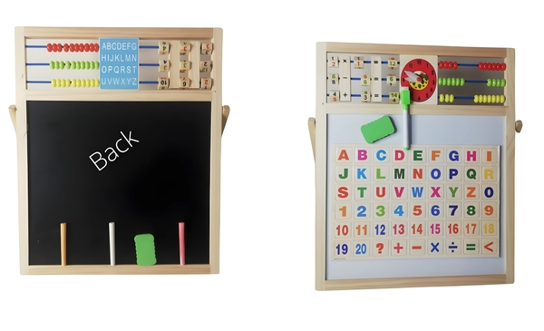🧲 Double-Sided Magnetic Wooden Writing & Learning Board for Kids