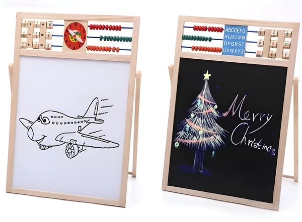 🧲 Double-Sided Magnetic Wooden Writing & Learning Board for Kids