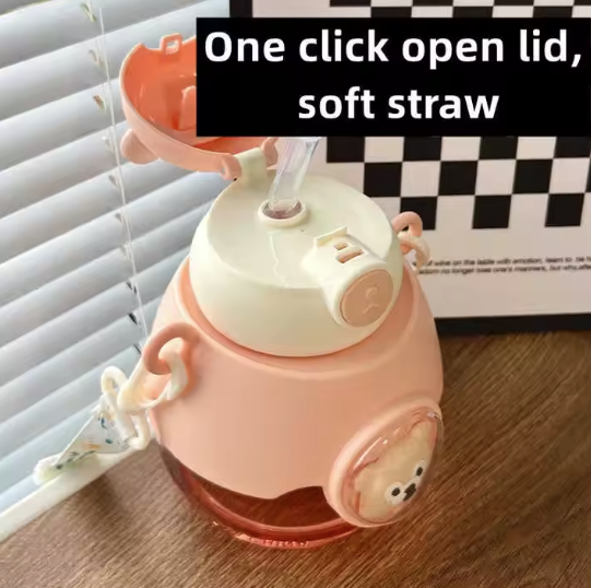 🐻 1L Bear Water Bottle with Strap – Cute & Functional