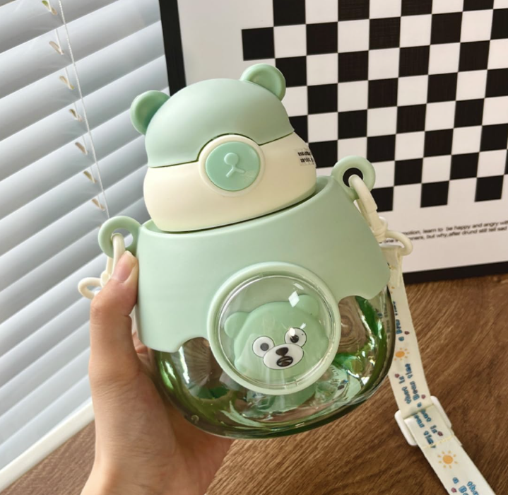 🐻 1L Bear Water Bottle with Strap – Cute & Functional