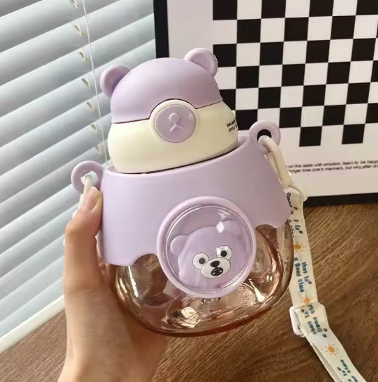 🐻 1L Bear Water Bottle with Strap – Cute & Functional