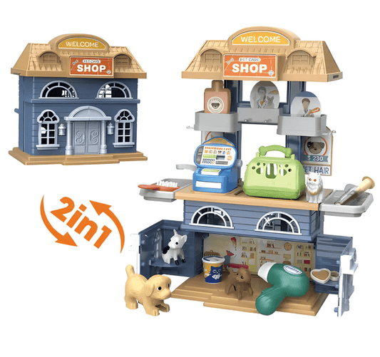 Playhouse Villa Petcare 2-in-1 Pet Care Shop 🐶🏪🐱