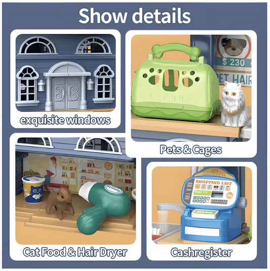 Playhouse Villa Petcare 2-in-1 Pet Care Shop 🐶🏪🐱