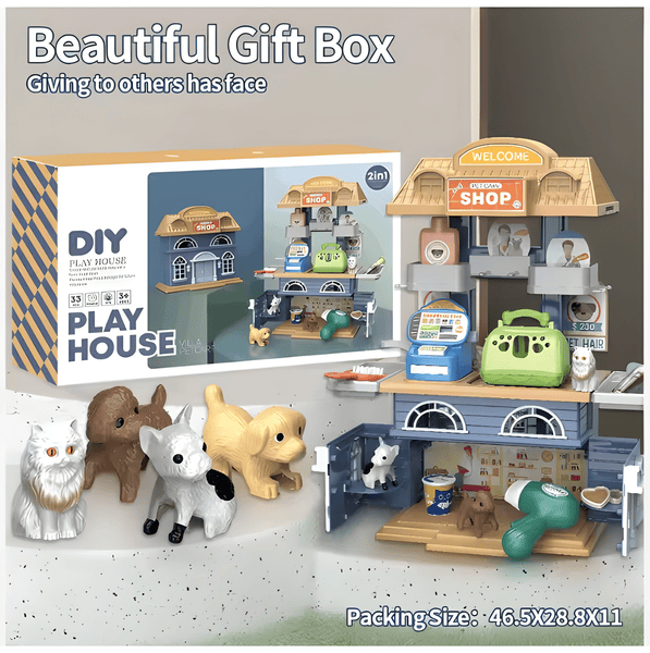 Playhouse Villa Petcare 2-in-1 Pet Care Shop 🐶🏪🐱