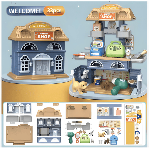 Playhouse Villa Petcare 2-in-1 Pet Care Shop 🐶🏪🐱