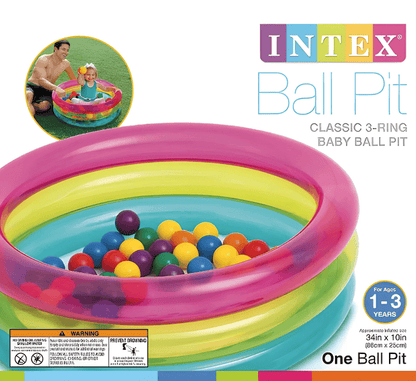 3 Ring Rainbow Baby Ball Pit Pool + 50 Balls (86x25cm) 🌈⚽👶