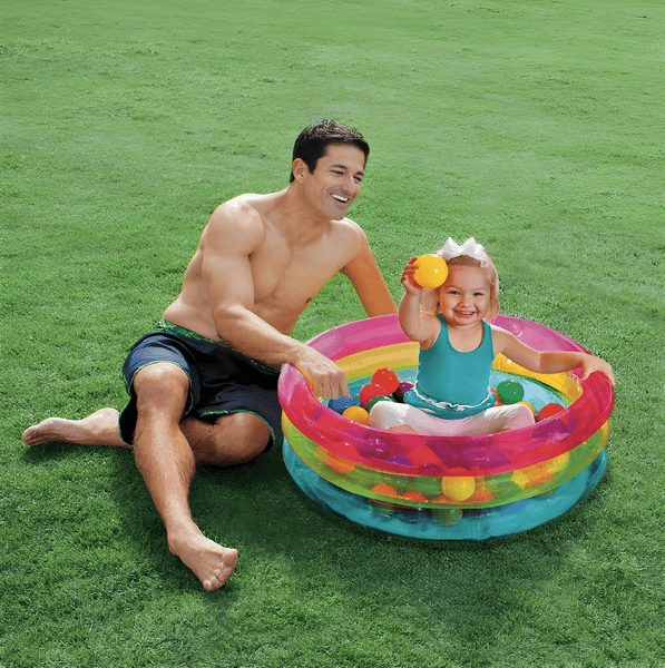 3 Ring Rainbow Baby Ball Pit Pool + 50 Balls (86x25cm) 🌈⚽👶