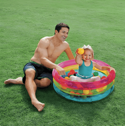 3 Ring Rainbow Baby Ball Pit Pool + 50 Balls (86x25cm) 🌈⚽👶