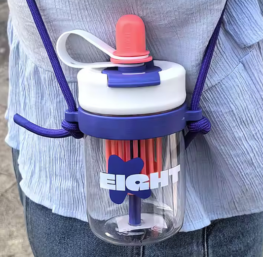 🌈 800ML Transparent Filter Water Bottle – Colourful Lid Sports Cup