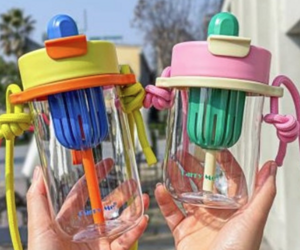 🌈 800ML Transparent Filter Water Bottle – Colourful Lid Sports Cup