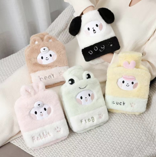🐻 Cartoon Hot Water Bottle with Hand Warmer – 1L