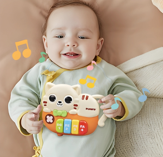 Cat-Shaped Baby Piano Toy | Light & Sound Musical Fun for Little Ones