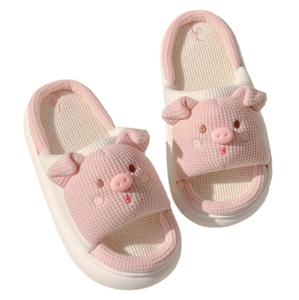 🐷 Cute Cartoon Pig Slippers – Kids 3D Design