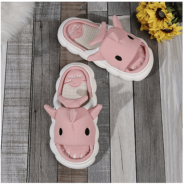 🦈 Cute Cartoon Shark Slippers – Kids 3D Design