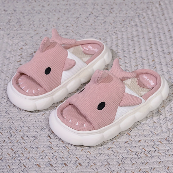 🦈 Cute Cartoon Shark Slippers – Kids 3D Design