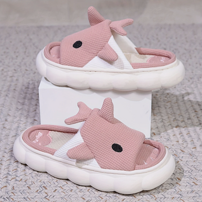 🦈 Cute Cartoon Shark Slippers – Kids 3D Design