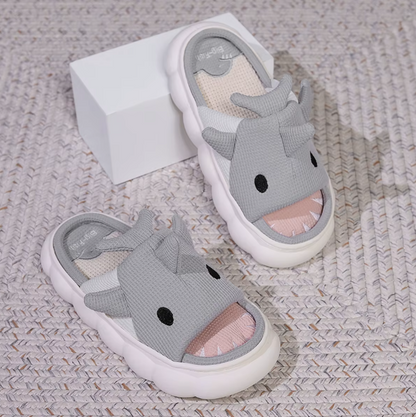 🦈 Cute Cartoon Shark Slippers – Kids 3D Design