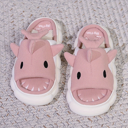🦈 Cute Cartoon Shark Slippers – Kids 3D Design