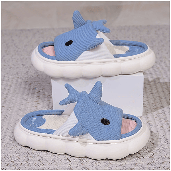 🦈 Cute Cartoon Shark Slippers – Kids 3D Design