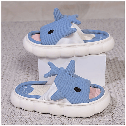 🦈 Cute Cartoon Shark Slippers – Kids 3D Design