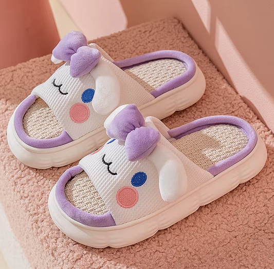 🐾 Cute Cartoon Bunny-Cat Slippers – Soft & Snuggly 3D Design