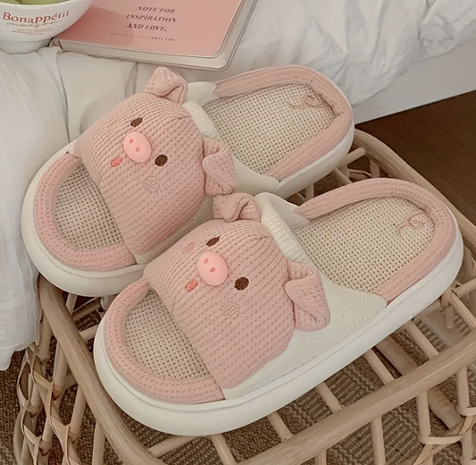 🐷 Cute Cartoon Pig Slippers – Kids 3D Design
