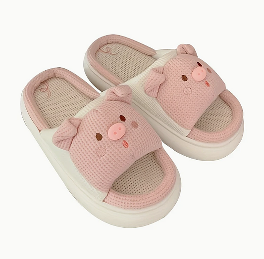 🐷 Cute Cartoon Pig Slippers – Kids 3D Design