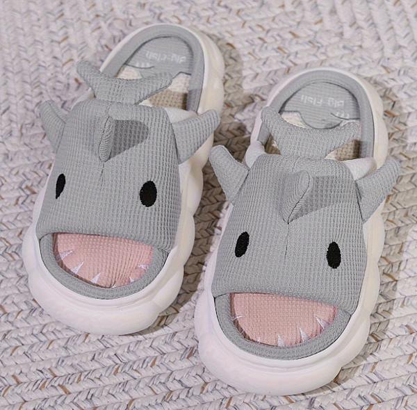 🦈 Cute Cartoon Shark Slippers – Kids 3D Design