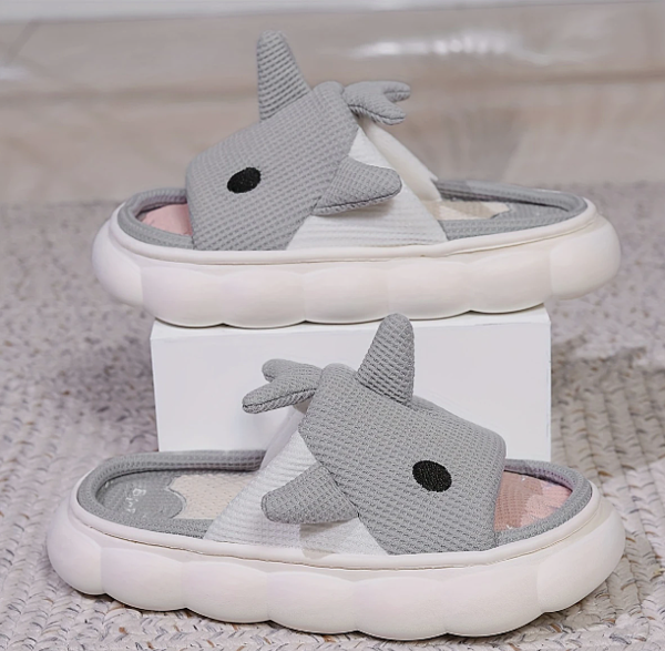 🦈 Cute Cartoon Shark Slippers – Kids 3D Design