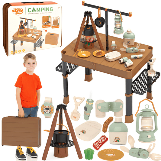 🟢 Koala Adventure Camping Set with Fold-Up Table – Ages 3+ 🐨🪑🎒