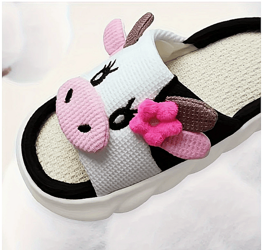 🐄 Moo-Moo Cutie Cow Slippers – White & Pink