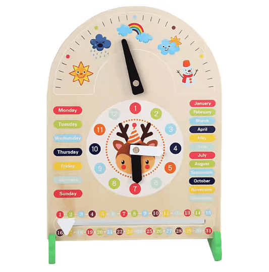 Multifunctional Small Wooden Calendar – Learn Dates, Weather & More!