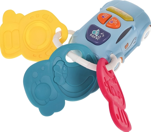 Musical Car Key Teether – Teething Relief with Realistic Sounds & Lights (3+ Months)
