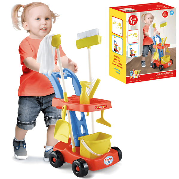 Play & Pretend Cleaning Trolley – 8 Pieces 🧹✨🛒