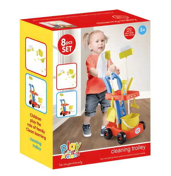 Play & Pretend Cleaning Trolley – 8 Pieces 🧹✨🛒