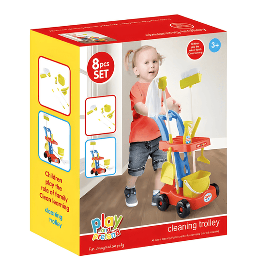 Play & Pretend Cleaning Trolley – 8 Pieces 🧹✨🛒