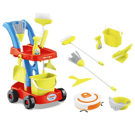 Play & Pretend Cleaning Trolley – 8 Pieces 🧹✨🛒