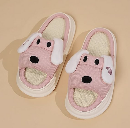 🐶 Puppy Love Plush Slippers – Pink