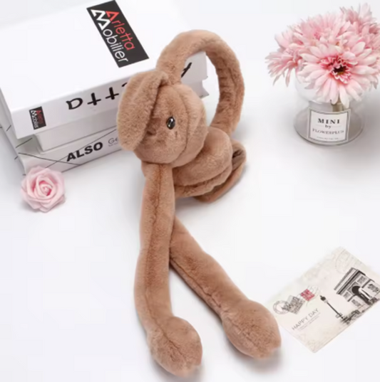 🐰 Rabbit Earmuffs with Long Arms – Soft & Snuggly Winter Fun!
