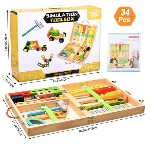 🧰🔩 34-Piece Simulation Toolbox – For Little Builders With Big Dreams!