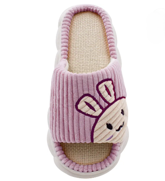 🐰 Soft Bunny Face Slippers – Ribbed Comfort for Little Feet