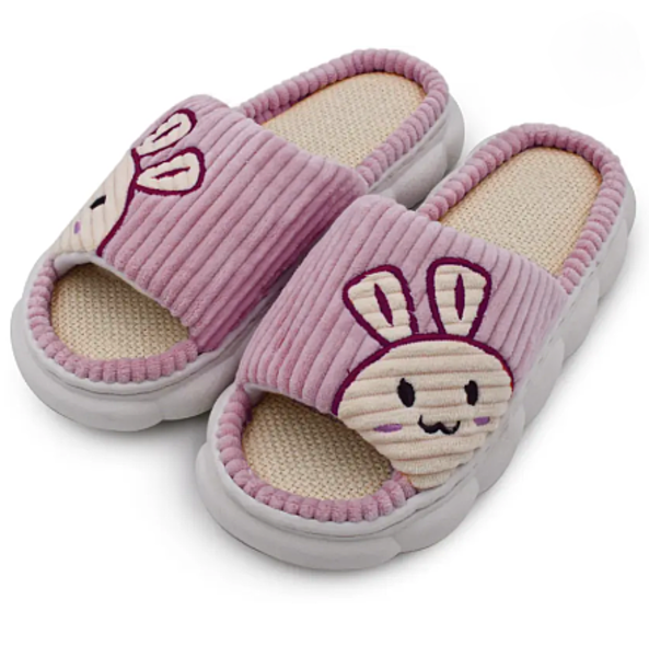 🐰 Soft Bunny Face Slippers – Ribbed Comfort for Little Feet