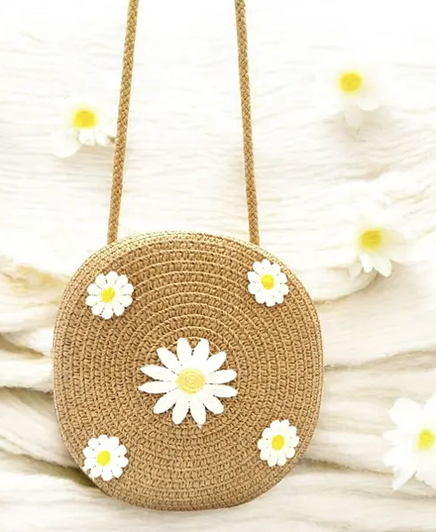 🌼Small Round Daisy Straw Bag – Bright & Breezy Summer Style